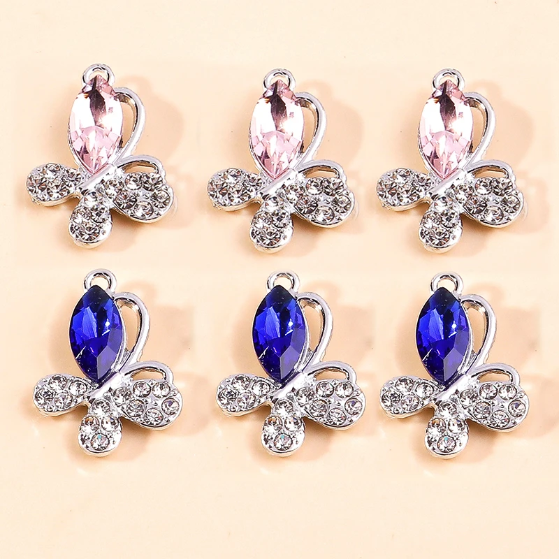 

Luxurious 10pcs Crystal Flowers Charms Bright Silver Color Big Zircon Leaves Pendants for Bracelets Earrings DIY Jewelry Making