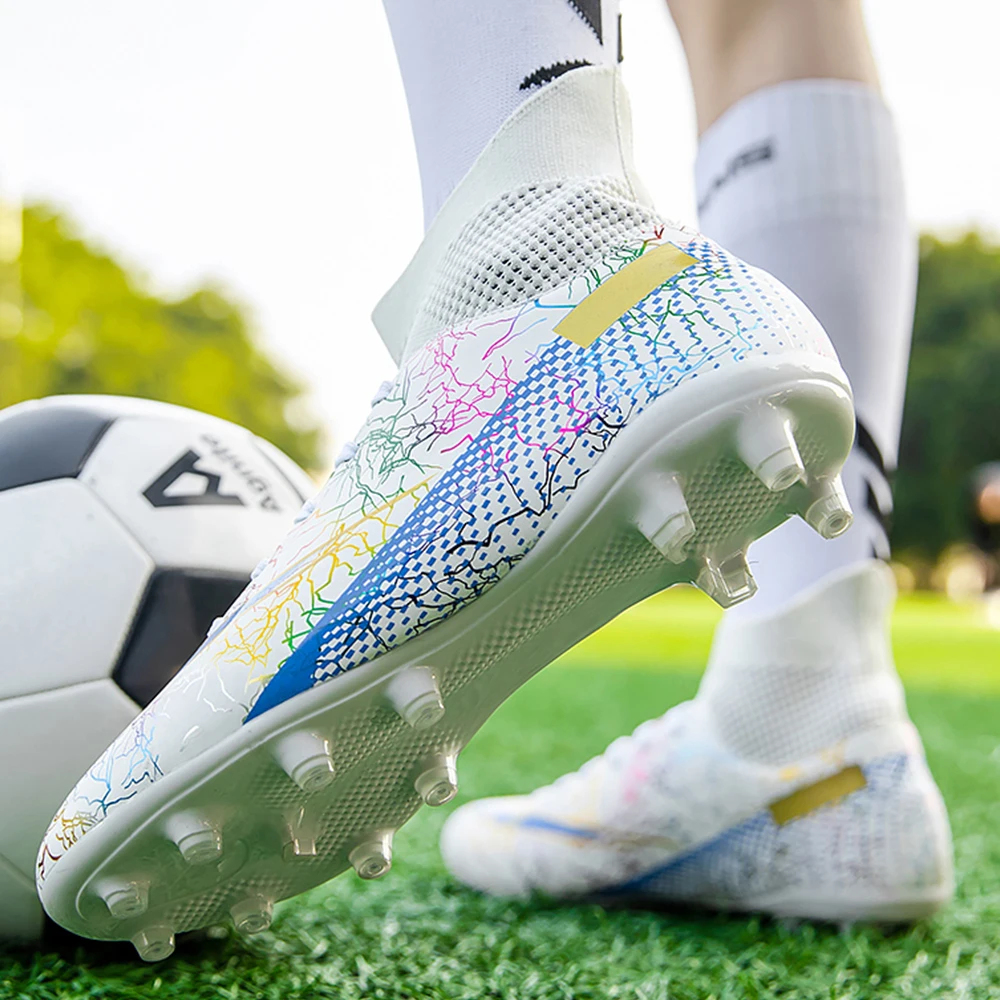 2023 Mens Soccer Cleats High Ankle Shoes Long Spikes TF/AG/FG Outdoor Training Boots Men Women Sneakers Chuteira Futebol New