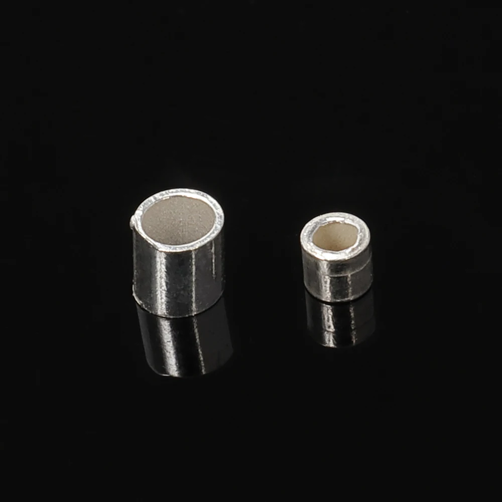 1.5MM 2MM 20Pcs New Fashion Tube Crimp End Beads Crimps End Beads Fastener For DIY Jewelry Making Findings Supplies Necklace