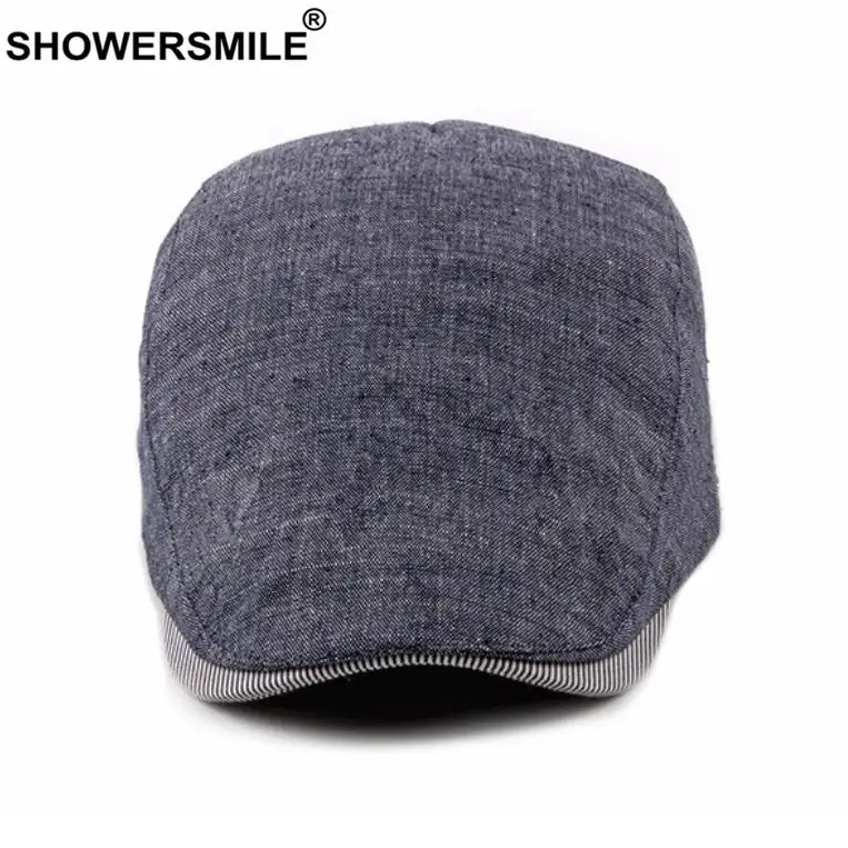 ШЛЯПА SHOWERSMILE Navy из хлопка и льна для мужчин, летняя беретка в британском стиле, винтажная, повседневная, регулируемая от 55 до 60 см.
