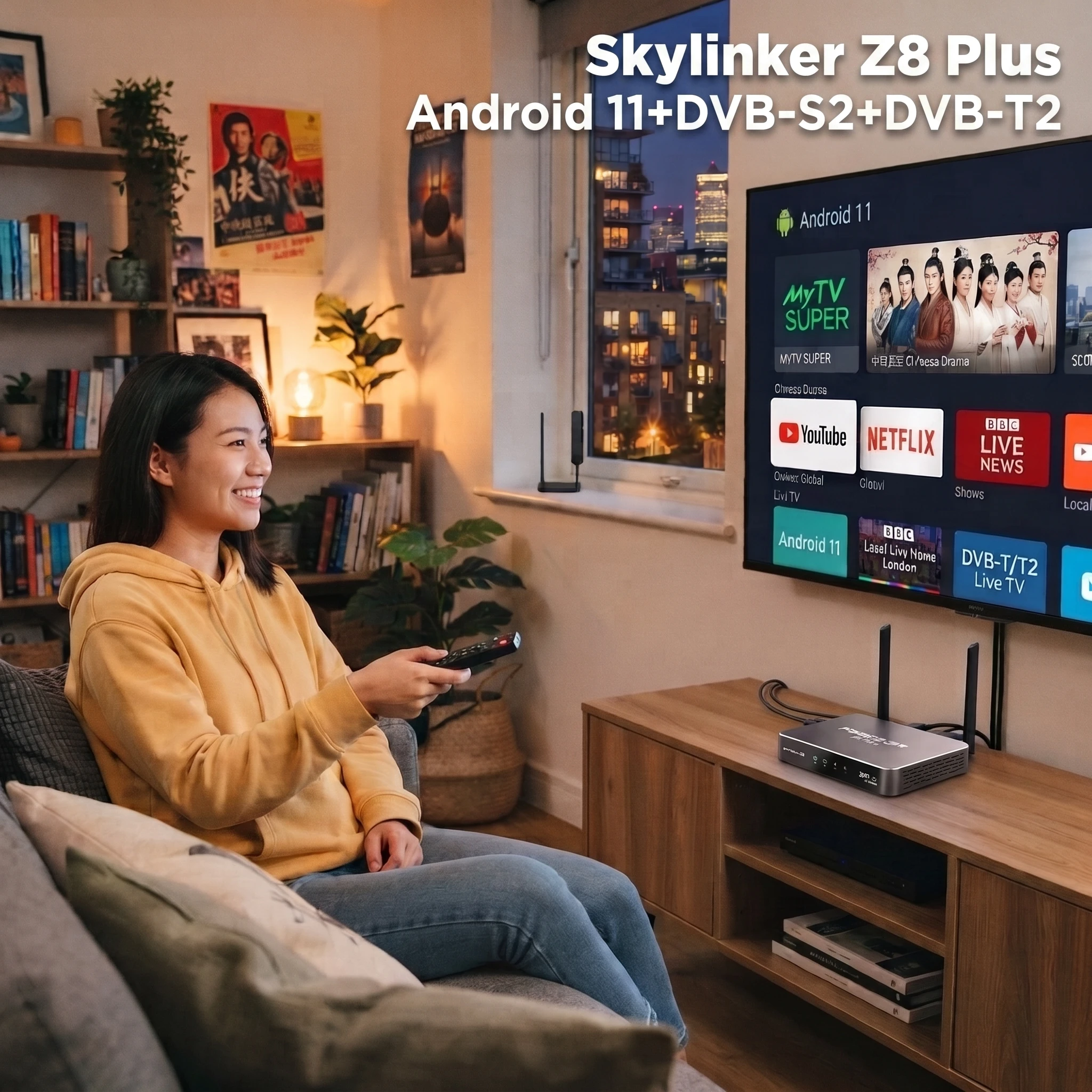 Фото 2026 Skylinker Z8 Plus Гибридная ТВ-приставка Android OTT+ DVB-S2+DVB-T2 HD 4K FTA с H265, 2+16 ГБ, 5G Wi-Fi, OTT DVB-S2 Спутниковый ресивер №1