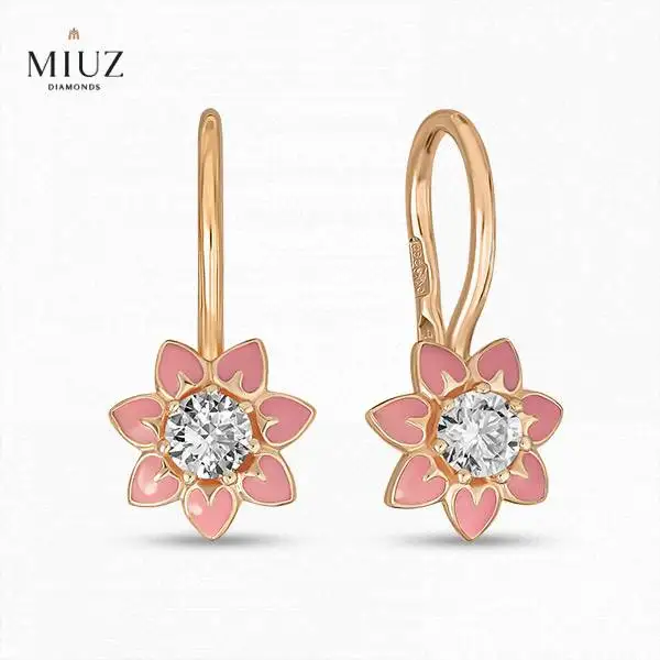 Золотые серьги c эмалью 585 пробы MIUZ Diamonds (Московский ювелирный завод)