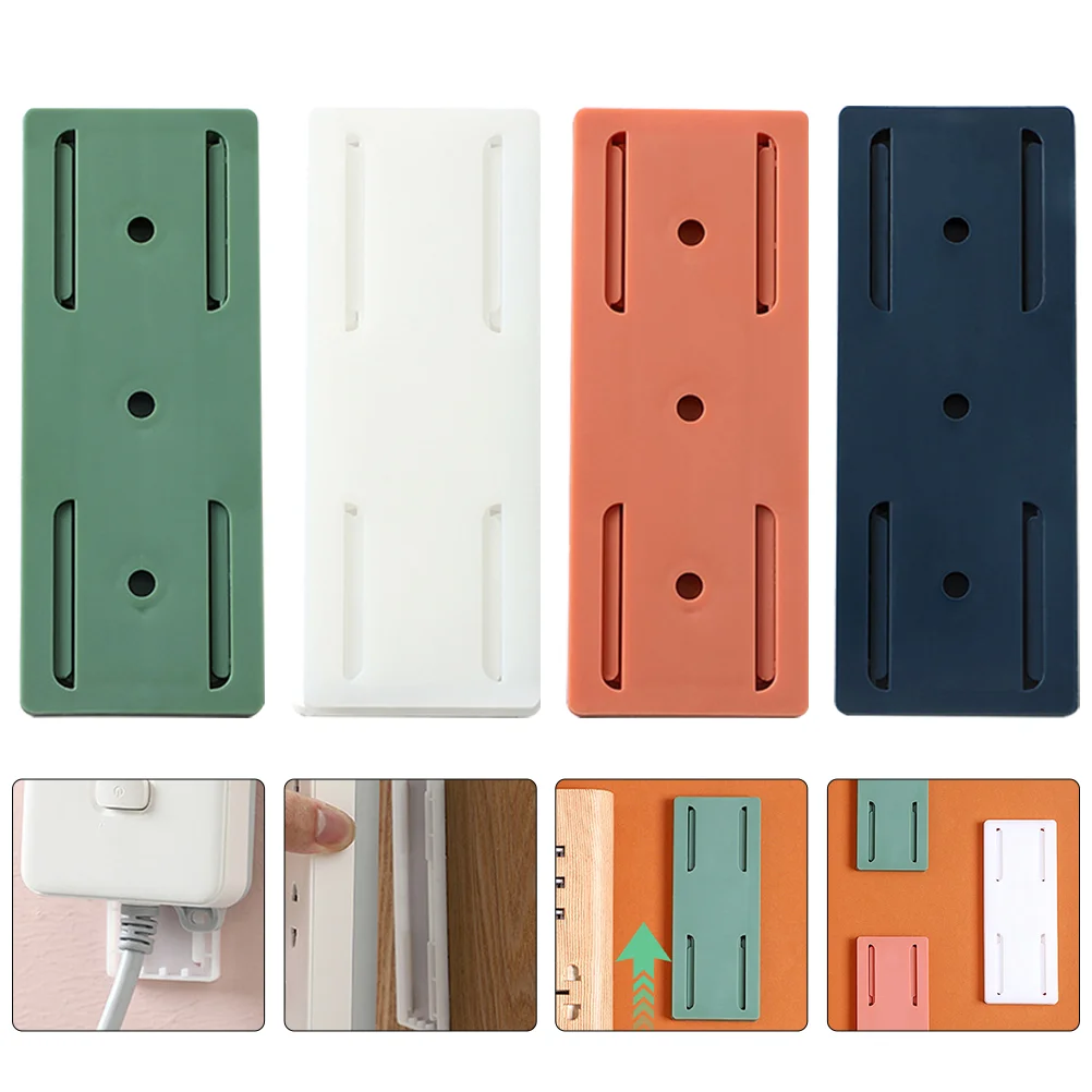 

4Pcs Nail-free Power Strip Punch-free Socket Holder Power Strip Wall Organizer for Socket Fixing Power Strip
