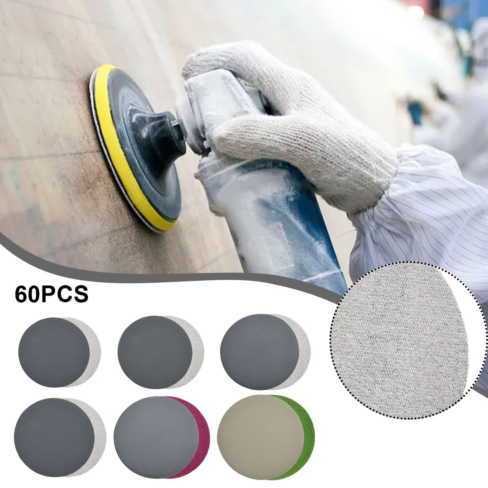 

High Quality New Practical Durable Sandpaper Sanding Discs Sanding Discs Waterproof 3in 75mm 60pcs/set Hook&Loop