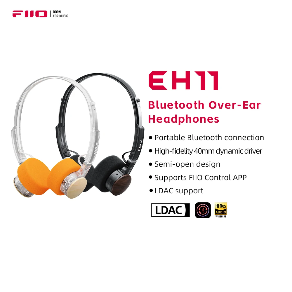 Фото Наушники FIIO EH11 с Bluetooth, мощным басом и аудио высокого разрешения LDAC, легкий ретро-дизайн, 30 часов автономной работы, подключение к двум устройствам и A №1