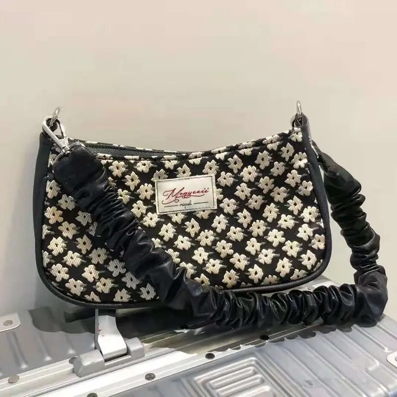 

Винтажные Цветочные женские сумочки MBTI, модные сумки с помятыми ручками, женская сумка на молнии в стиле Харадзюку, женские сумки на плечо, н...