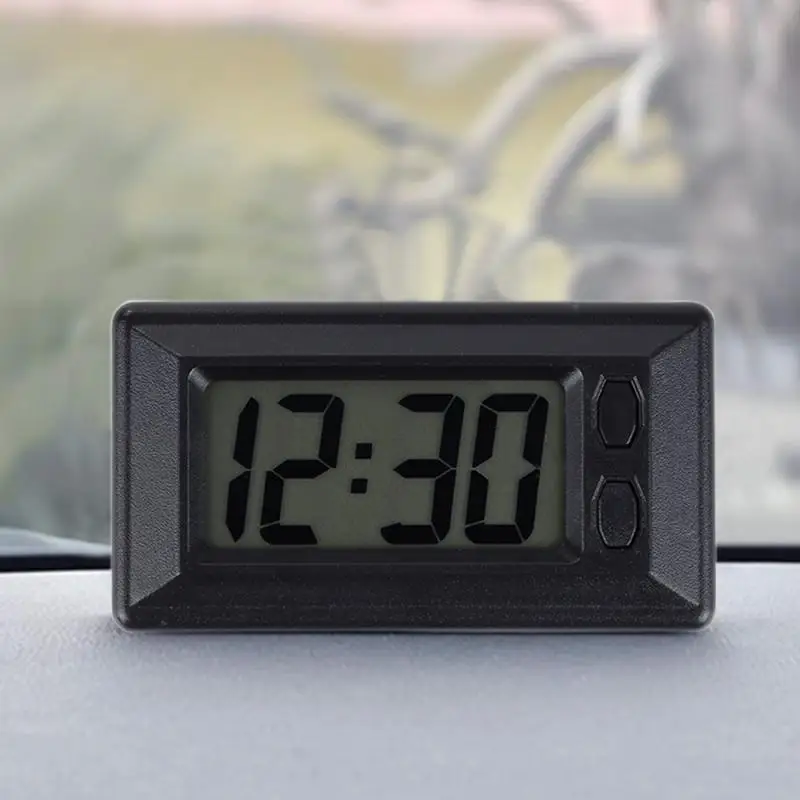 

Цифровые мини-часы для приборной панели автомобиля, самоклеящиеся часы для автомобиля с ЖК-дисплеем, отображение времени и дня, автомобильные часы на клейкой основе для автомобилей