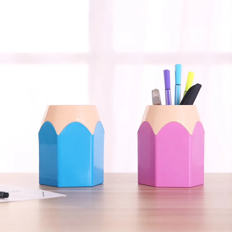 

Creative Pen Vase Pencil Pot Makeup Brush Holder Stationery Desk Tidy Plastic Desk Organizer Container School Office Supplies