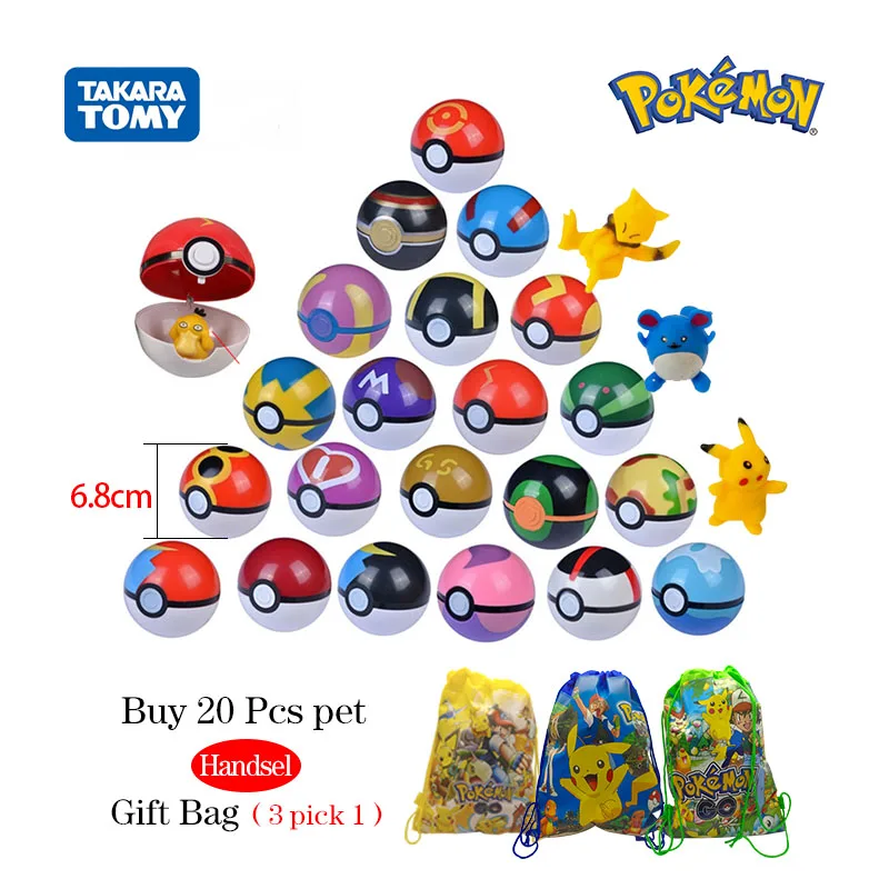 

20 Styles 6.8cm Pokemon PokeBall New 2-3cm Anime Action Figures Pikachu Pokeball Monster Toy Model Dolls Children Birthday Gift