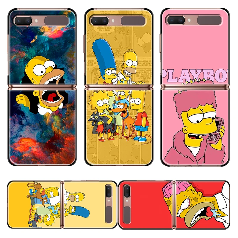 

Shockproof New Folding Mobile Hard Shell Funny Cartoon Simpsons For Samsung Galaxy Z Flip 3 5G Black Fundas Phone Case Capa