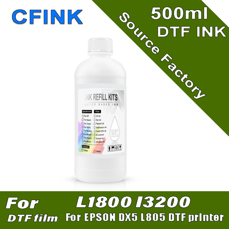 5 цветов x 500 мл чернила DTF для Epson L1800 L800 L805 DX5 DX7 I3200 I4720 I5113 переводной пленки