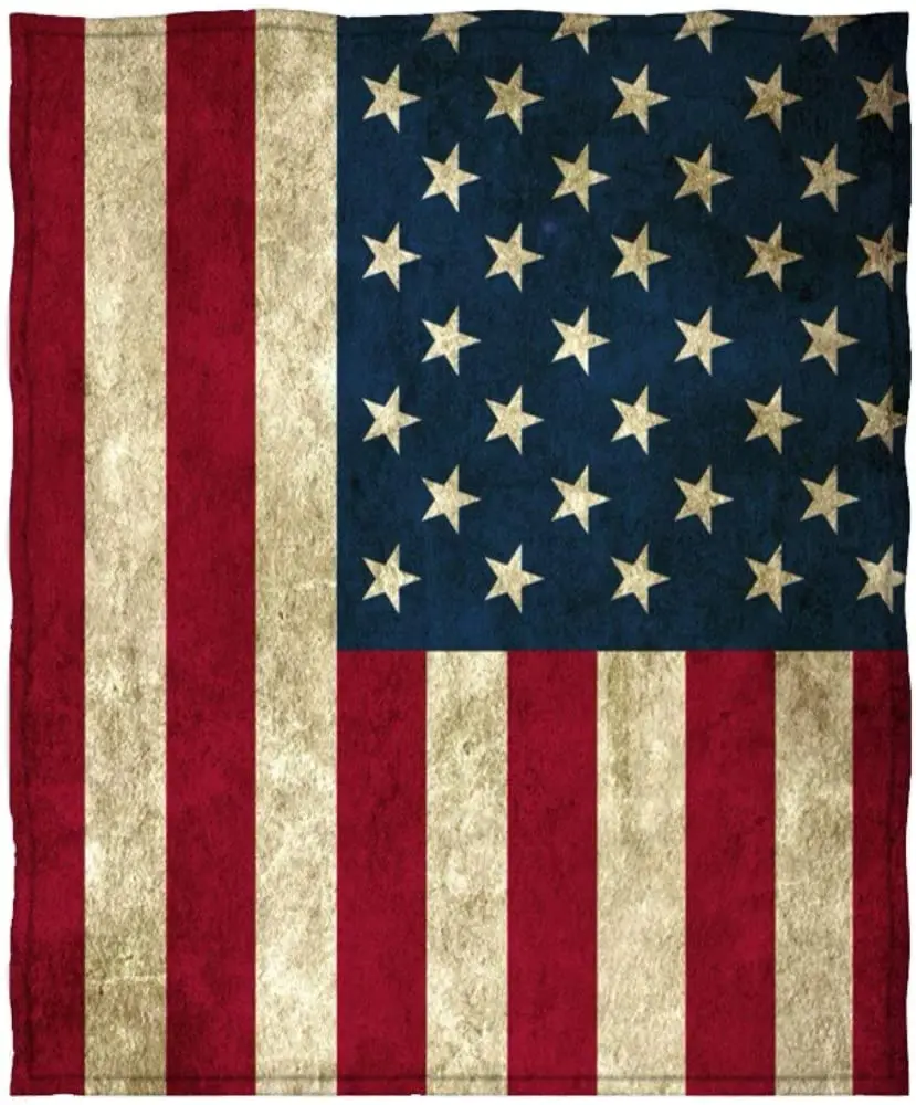 

Goodbath USA Flag Fleece Blanket, American Flag Plush Velvet Throw Blanket