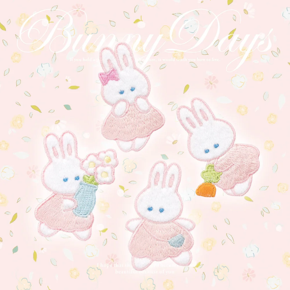 

Wholesale 20pack/lot Cute Pink Embroidery Rabbit Stick-on Patch Stickers for Clothes Pants Hats Phones Scrapbookings