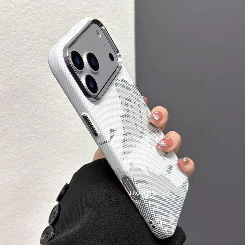 Магнитный чехол Snow Mountain для iPhone 17 Pro Max, твердые магниты из углеродного волокна для ПК в задней крышке, металлический защитный корпус для объектива камеры (art.: 3920d451bd372) - 3920d451bd372