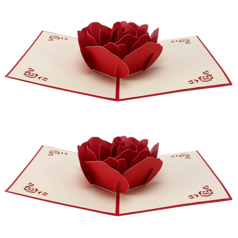 

2X 3D Up Rose Thank You поздравительные открытки цветок ручной работы Пустая винтажная бумага с днем рождения Любовь Подарочная открытка