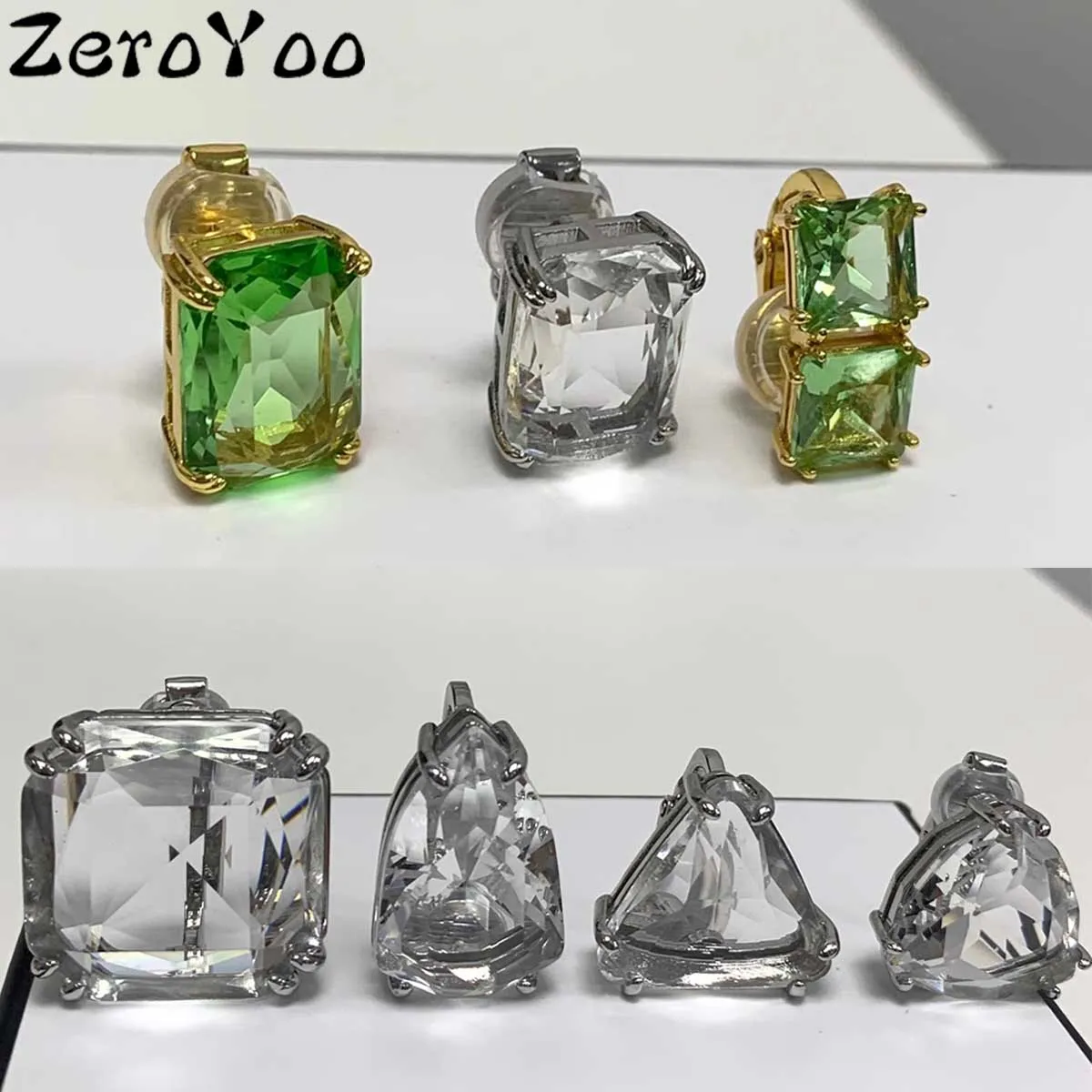 

Christmas Decorative 2023 Swa Earrings Boutique Jewelry Charm Green White Austrian Crystal High Quality Women Clip on Earrings