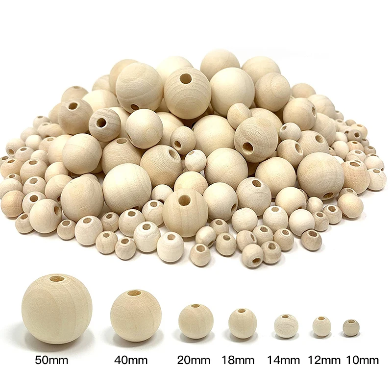 

YADELAI Wooden Natural Round Loose Beads Decorative Beads for Decorations Making Necklace Accessories Jewelry and DIY Crafts
