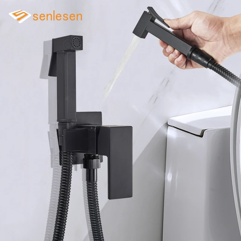 

Senlesen Matte Black Bidet Shower Faucet Brass Bidet Faucet Hot and Cold Water Mixer Tap Crane Cleaning Bathroom Toilet Faucets