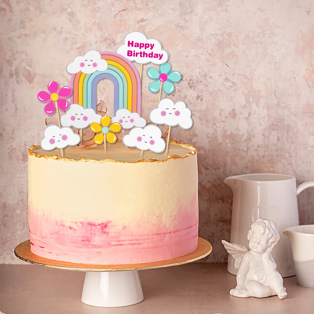 1 компл. Радужный топпер для торта цветы звезды облака Радужные украшения товары