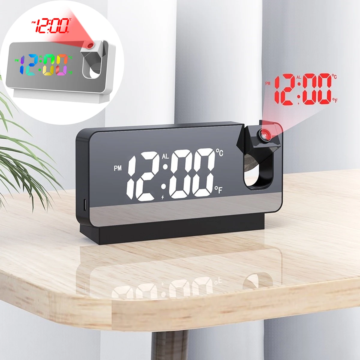 

Будильник многоразовый с LED-дисплеем 7,3 дюйма, USB, вращающийся на 180 °