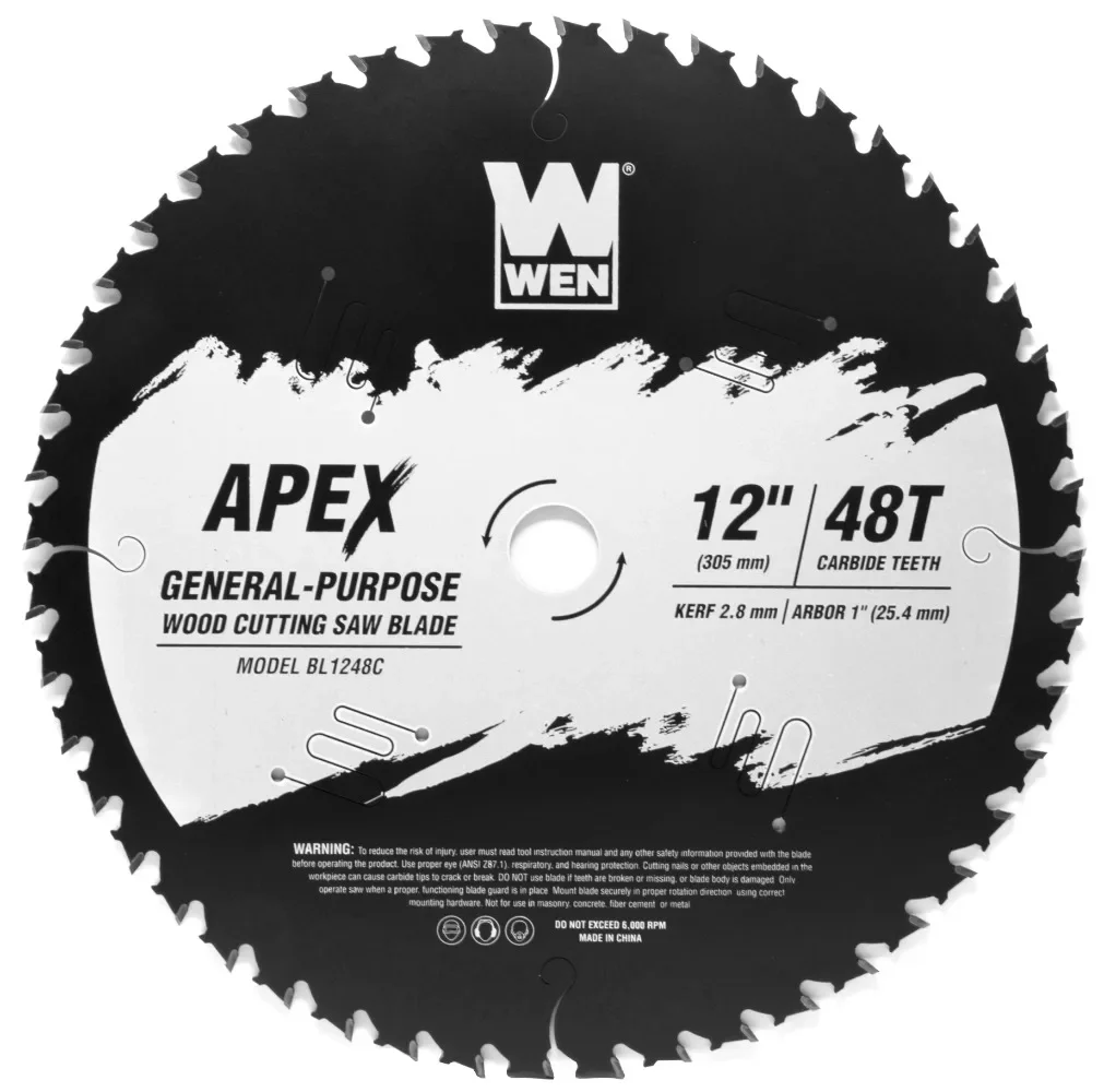 

Products Apex 12-Inch 48-Tooth Carbide-Tipped General-Purpose Industrial-Grade Woodworking Saw Blade with Cool-Cut Coating