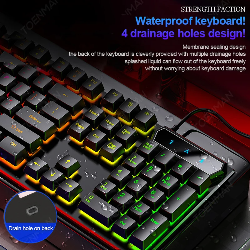 Проводная игровая клавиатура для ПК 104 клавиш немеханическая RGB