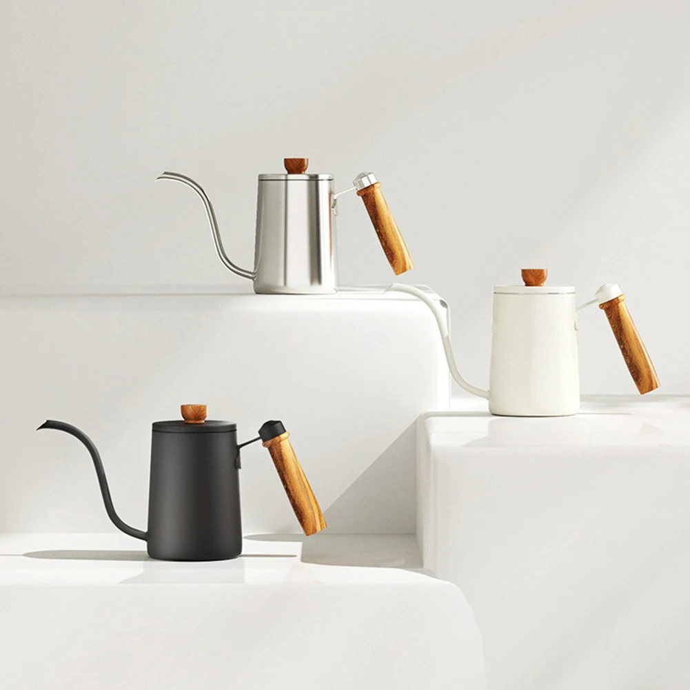 

Drip Kettle Stainless Steel Coffee Tea Pot 600ml Food Grade Solid Wood Handle Gooseneck Drip Kettle Swan Neck Thin Mouth