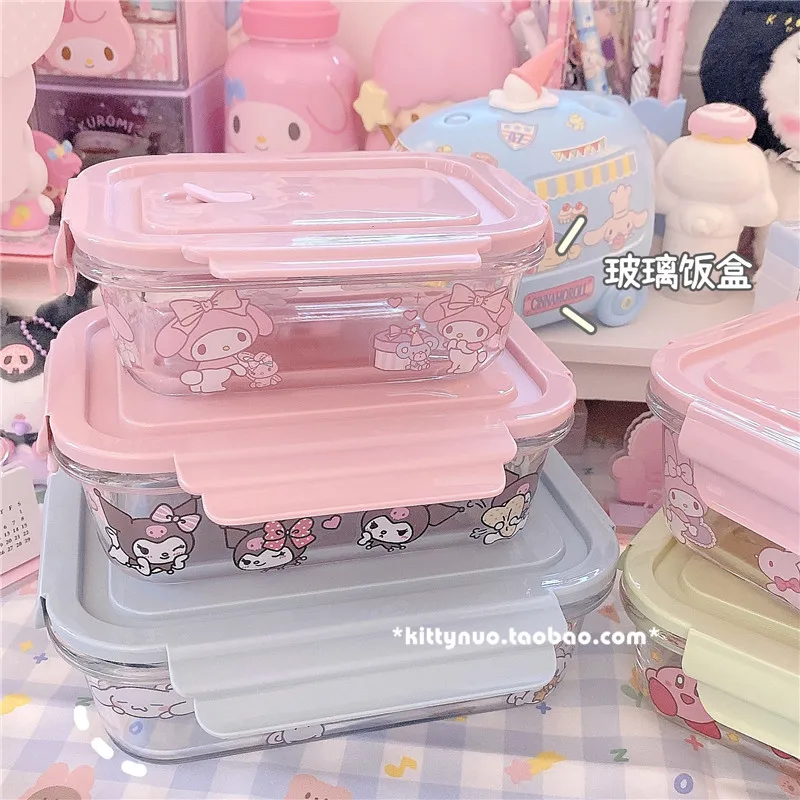 

New Sanriod Anime My Melody Kuromi Cinnamoroll Lunch Box Kawaii Bento Box Food Storage Box Microwae Heating Lunch Container Gift