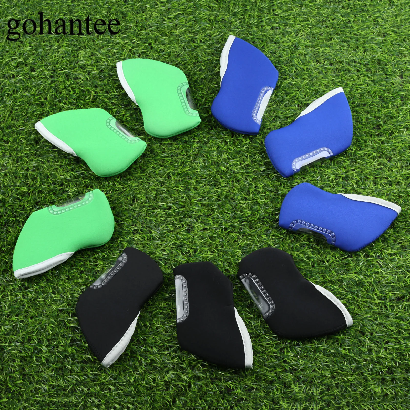 Neoprene Golf Irons Headcover Iron Putter Head Protective Covers Window Golf Club Head Cover Golf Accessories Black/ Blue/ Green