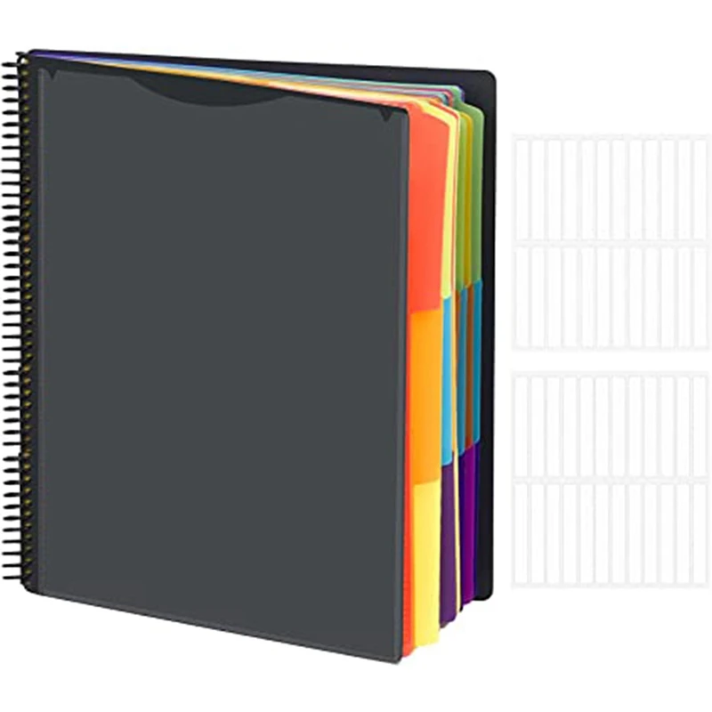 

24 Pocket Project Organizer With 12 Dividers, File Folder Organizer Binder,Give Away Writable Labels Sticker