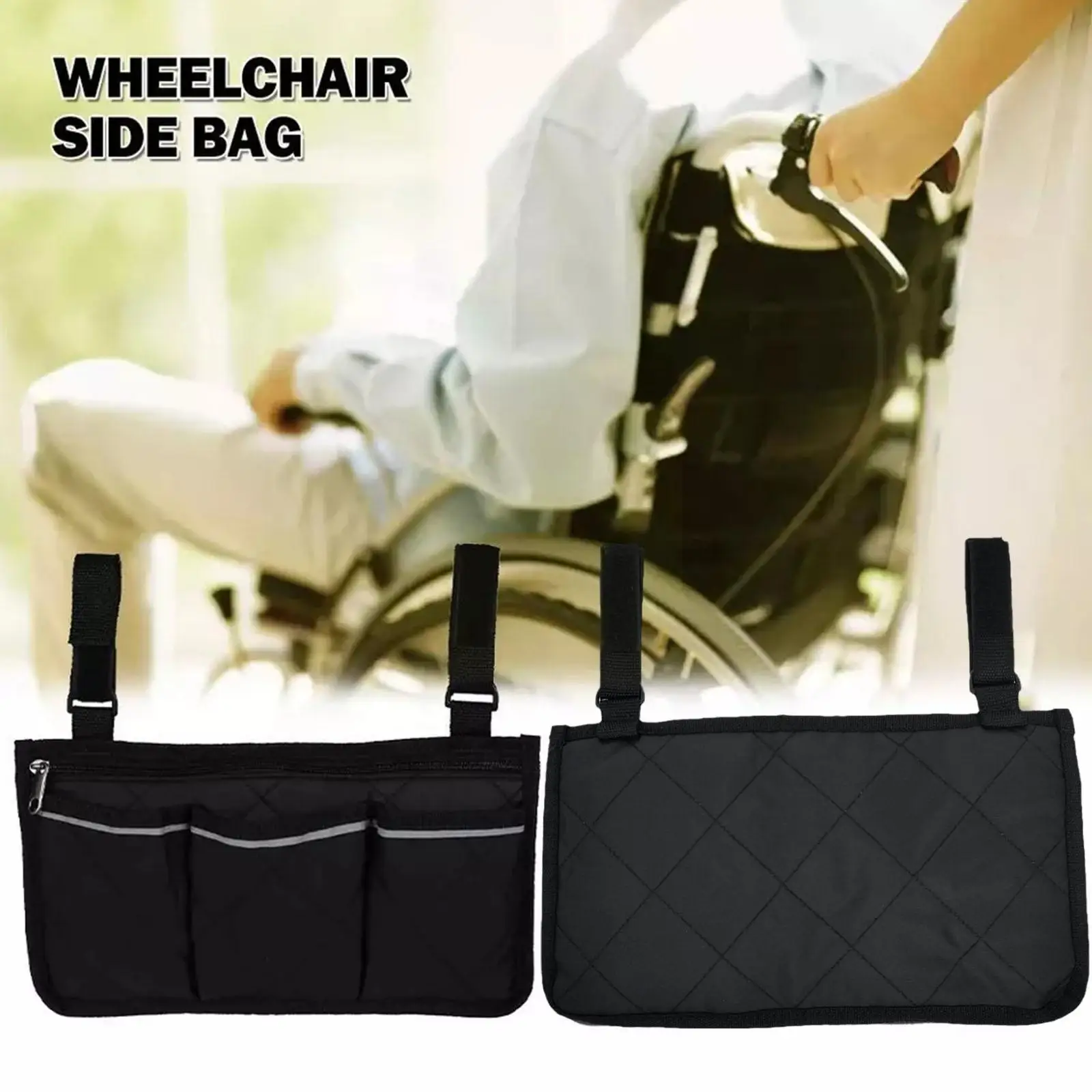 

1pc Wheelchair Armrest Bag Side Storage Bag Multi Pocket Reflective Bag Strip Storage Wheelchair Hanging Storage With Bag Y1s6