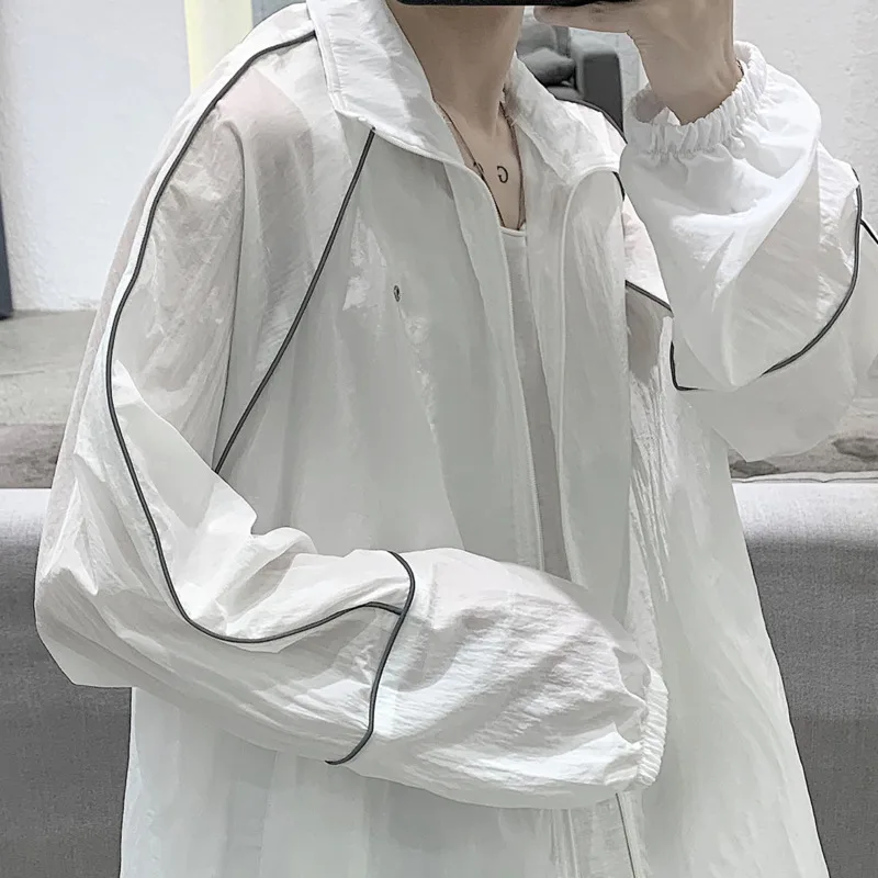 Куртка мужская Тонкая Светоотражающая модная однотонная Повседневная Уличная