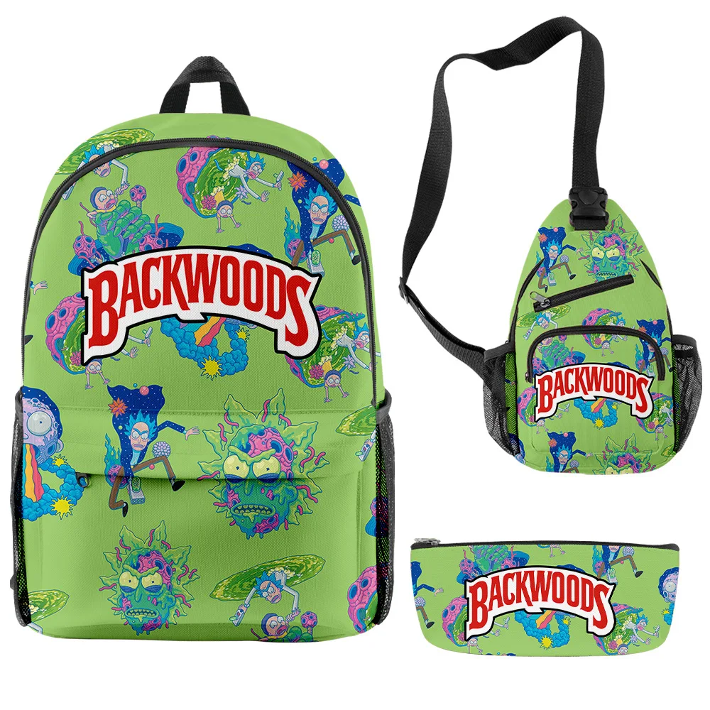 

Новинка 2022, модный рюкзак, рюкзак с рисунком сигар, комплект из трех предметов, рюкзак для мальчиков и девочек с 3D принтом сигар