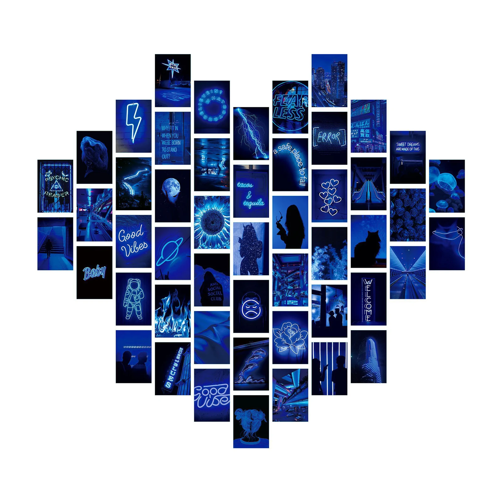 

Blue Photo Wall Collage Kit Photo Collage Kit For Wall Aesthetic Pictures Vintage Postcard Poster For Room Decor Unique Dorm
