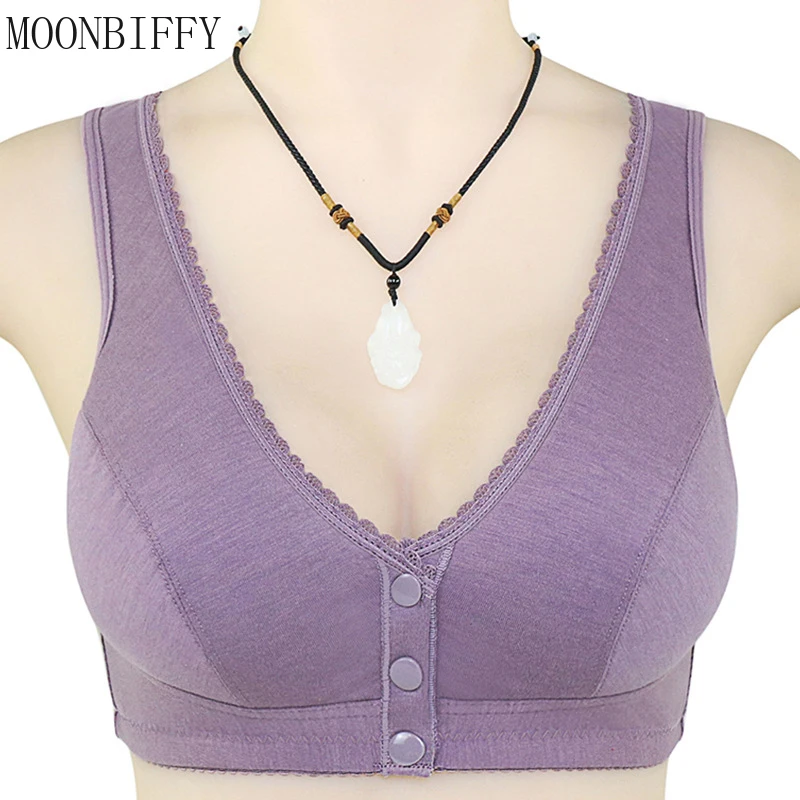 

Full Cotton Bras Front Closure Vest Brassiere Soft Intimate Women Underwear Female Intimates Large Size Bra for Women Wide Strap