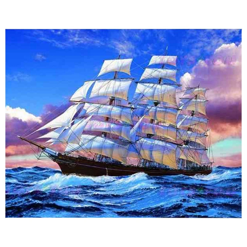 

5D Diy Full Square Drill Diamond Drawing Cross Stitch Sailboat Rhinestone Diamond Embroidery Mosaic Home Decor Gift