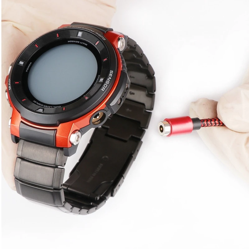 For CASIO WSD-F21HR WSD-F30 WSD-F20 WSD-F10 GSW-H1000 Magnetic Data Cable Charger Smartwatch Charging Cable Nylon Quick Charge