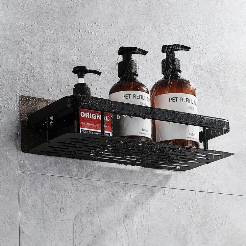 punch free bathroom shelf space aluminum corner shelves suction cup triangle basket shower rack for bathroom accessories set free global shipping