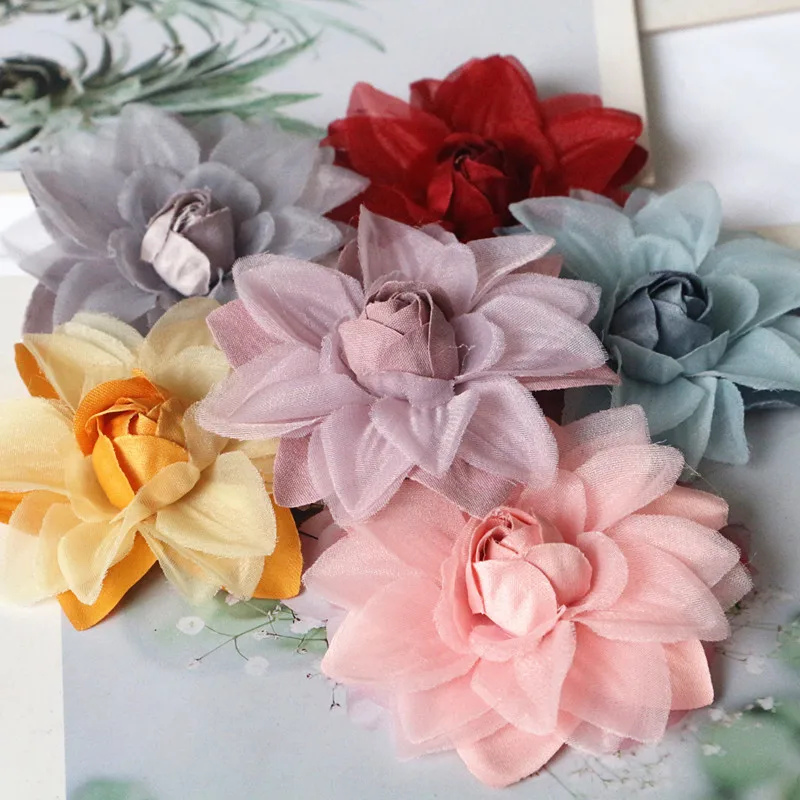 

5Pcs/Lot 6.5CM Handmade Fabric Flowers For Clothes Decoration DIY Hair Accessories Brooches Crafts Supplies