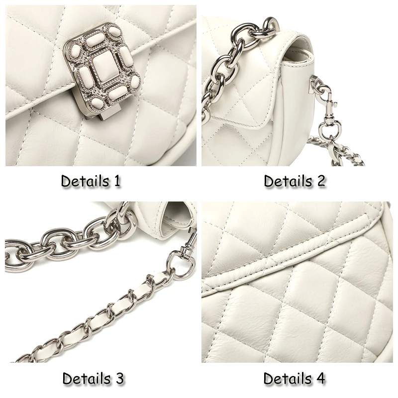 Fashion Genuine Leather Half Round Saddle Bag 2022 Trend New in Diamond Chain Small Bag Shoulder Crossbody Women's Bag Handbag