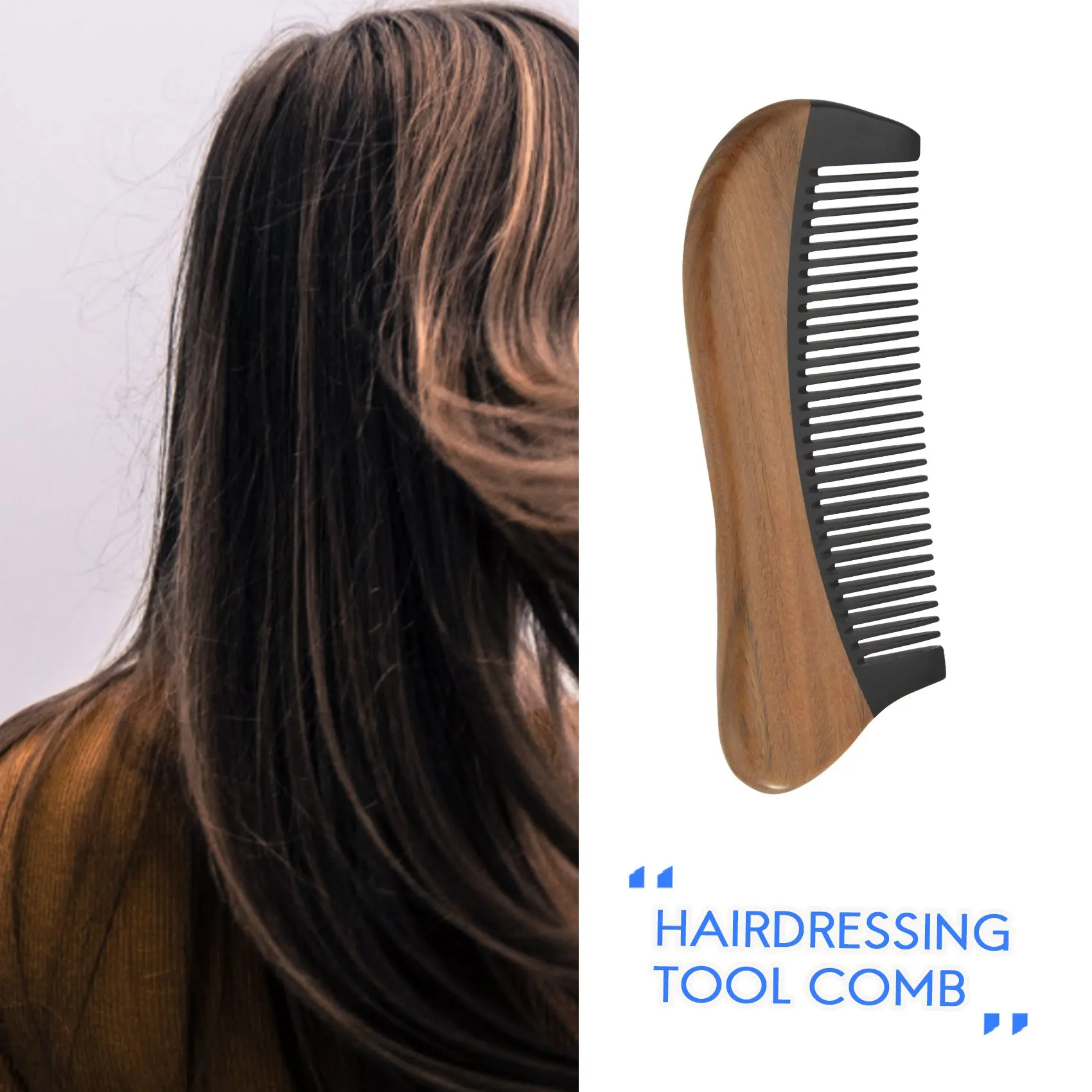 Расческа для волос из натурального зеленого сандалового дерева — не статическая