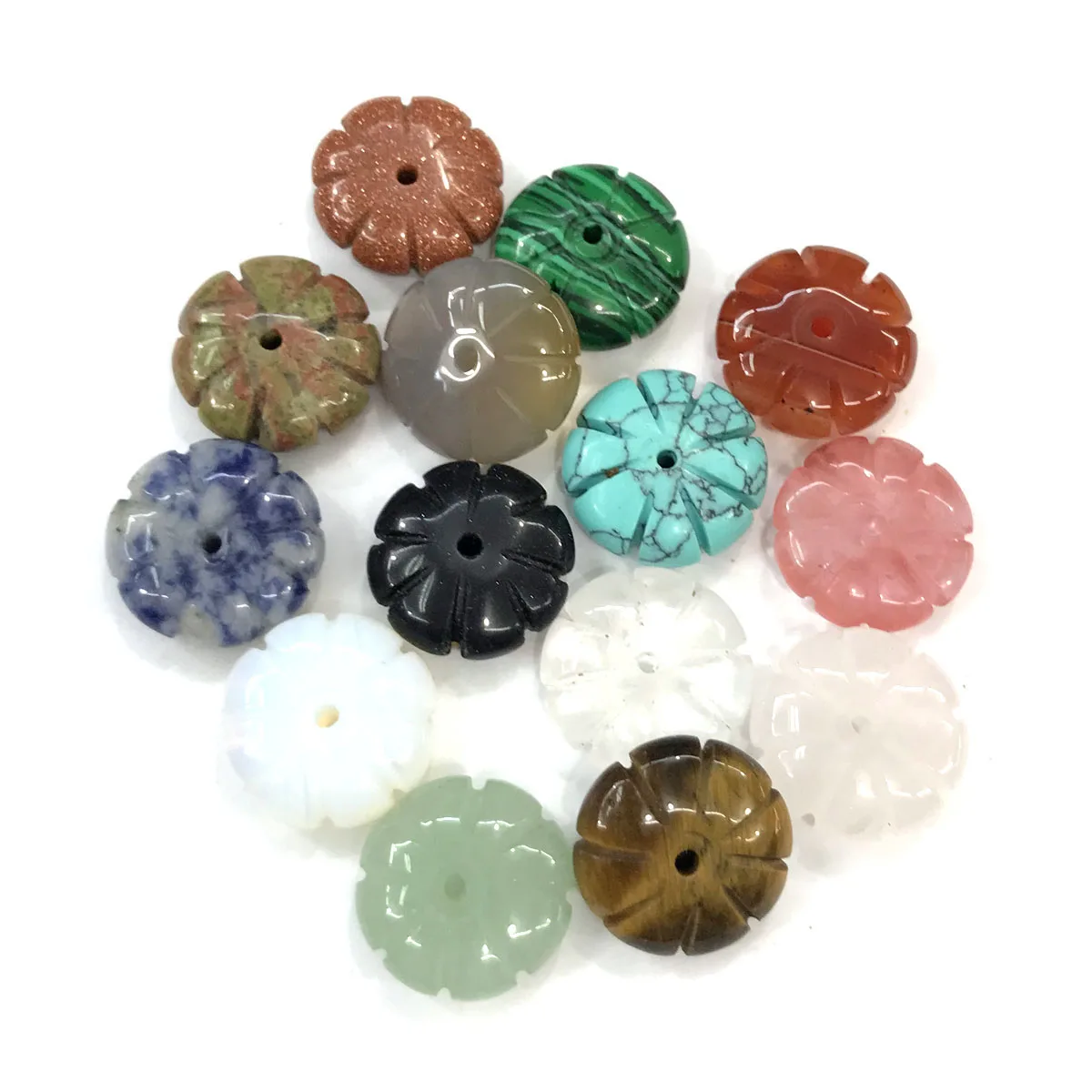 

Natural Stone Unakite Rose Quartz Agate Flower Bead Pendant For Jewelry Making DIY Necklace Bracelet Accessories Charms Gift 1PC