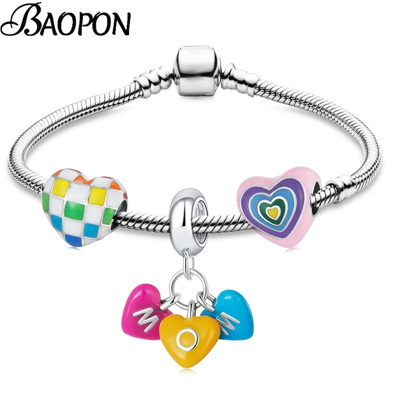 

Красочные браслеты с бусинами для мам 2022 новый дизайн браслет с серебряным покрытием браслет для женщин ювелирные изделия для мам подарок Прямая поставка