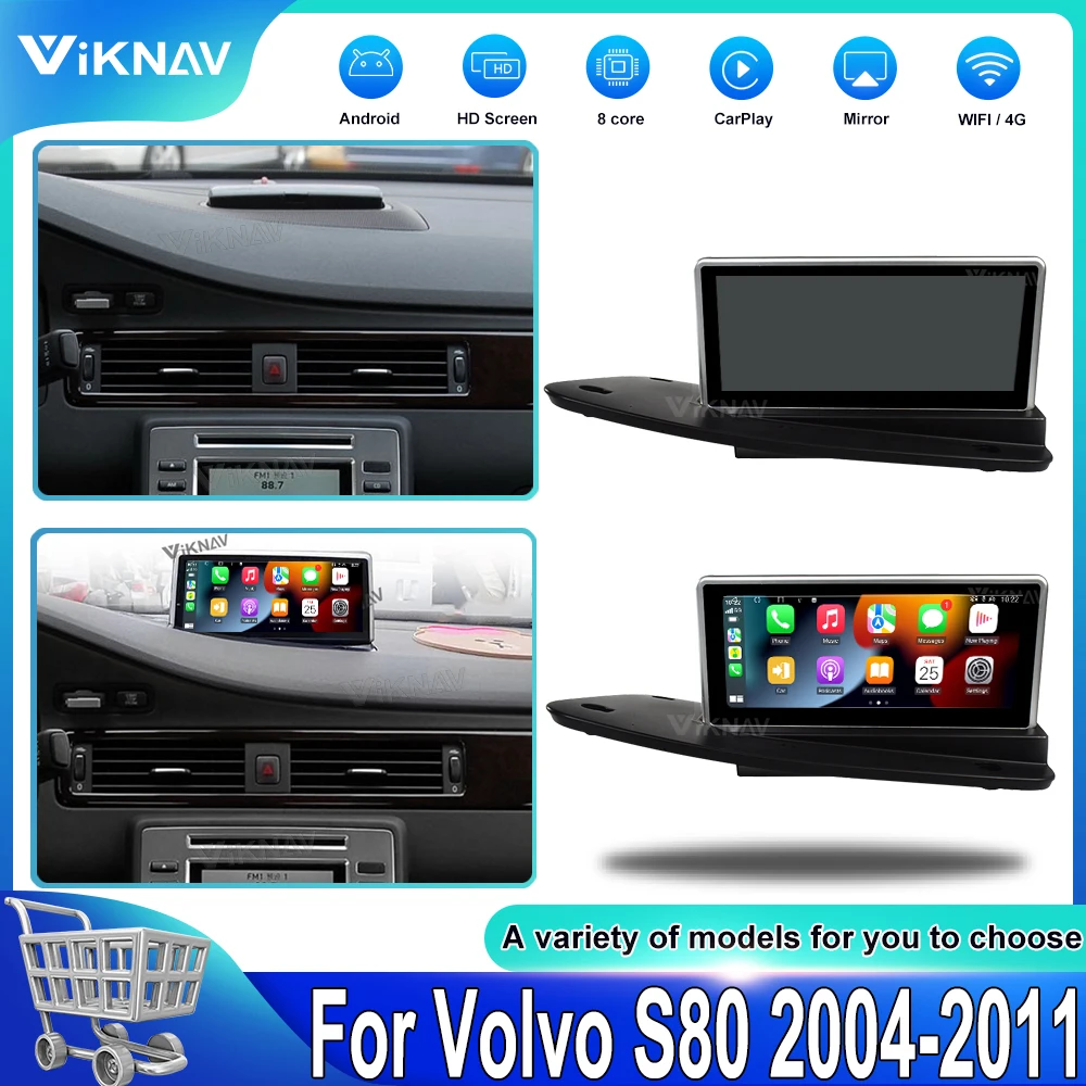 

Автомобильный радиоприемник на Android для Volvo S80 2004-2011 беспроводной Carplay 8,8 дюйма HD сенсорный экран GPS-навигация мультимедийный плеер 64 ГБ