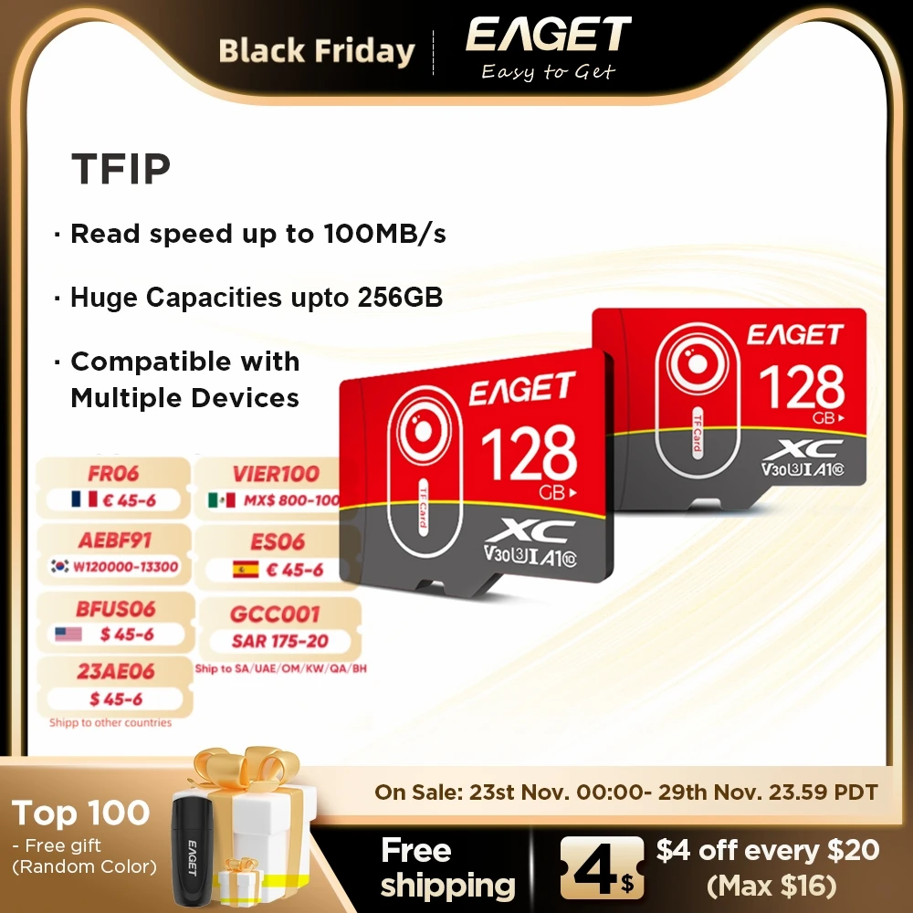 

Eaget TFIP Micro SD Card 256gb 128gb Video Card 64gb 32gb TF Flash Memory Card for 4K Camera Tachograph Monitoring Phone switch