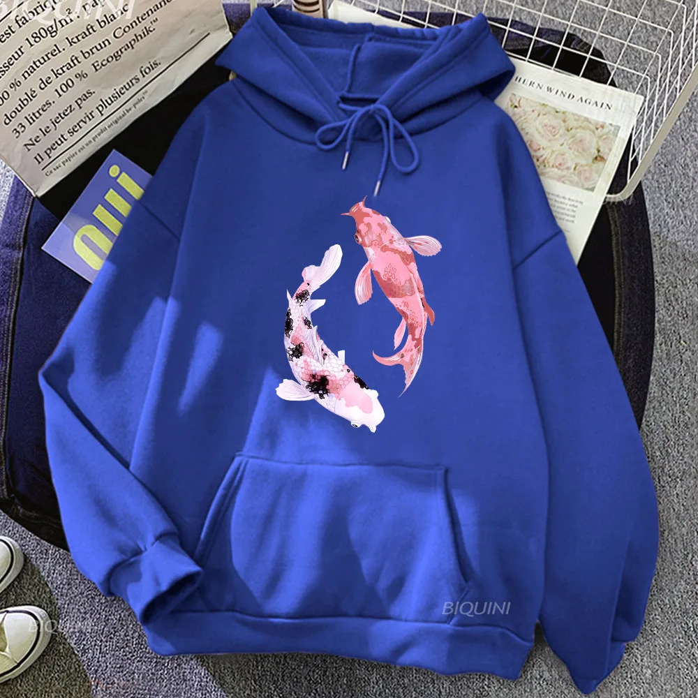 

Tokyo Koi Fish Printing Clothing Vintage Casual Pullover Tops Male/female Aesthetic Fashion Hoodies Autumn Fleece Sweatshirts