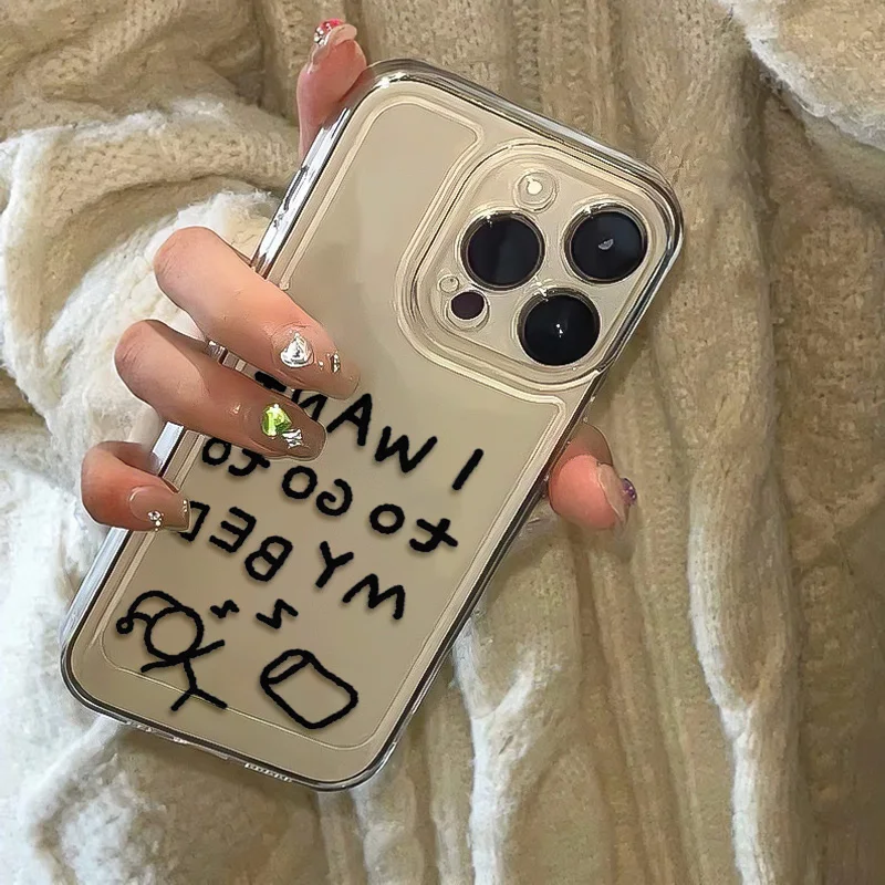 Персонализированный креативный чехол для телефона с надписью «I Want to Go» для iPhone 17 16 15 14 13 12 11 Pro Max Xr Xs 7 8 Plus Mini, прозрачный, в стиле Y2K (art.: 3920daf79e36d) - 3920daf79e36d