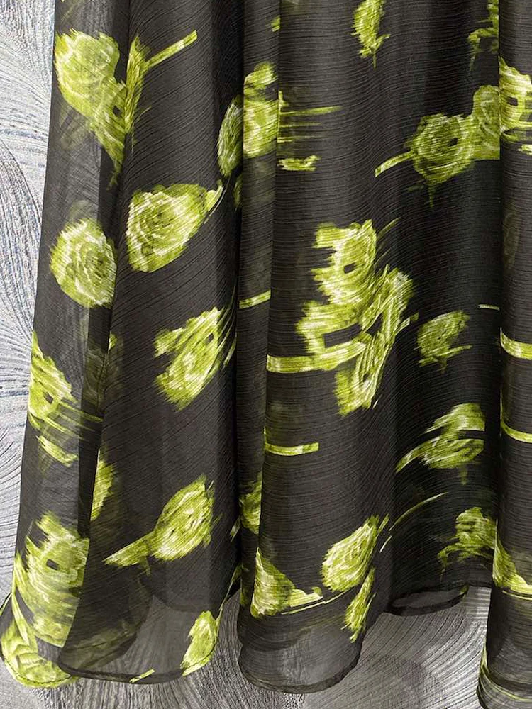 Женское шифоновое платье SEQINYY элегантное черное модельное с винтажным желтым