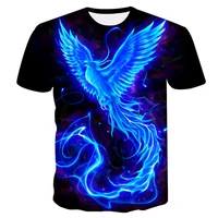 blue phoenix printed t shirt unisex cool 3d short sleeve t shirt