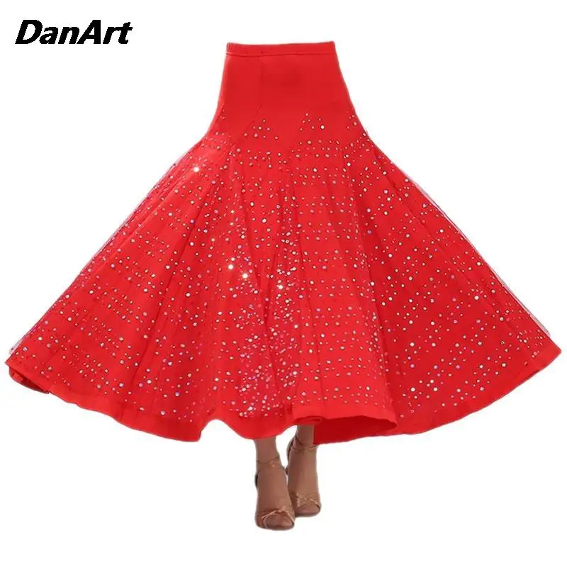 Женская юбка для современных танцев элегантная длинная с широкой юбкой вальса